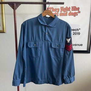 Vintage 70s US Military Light Blue Jumpers Utility Shirt